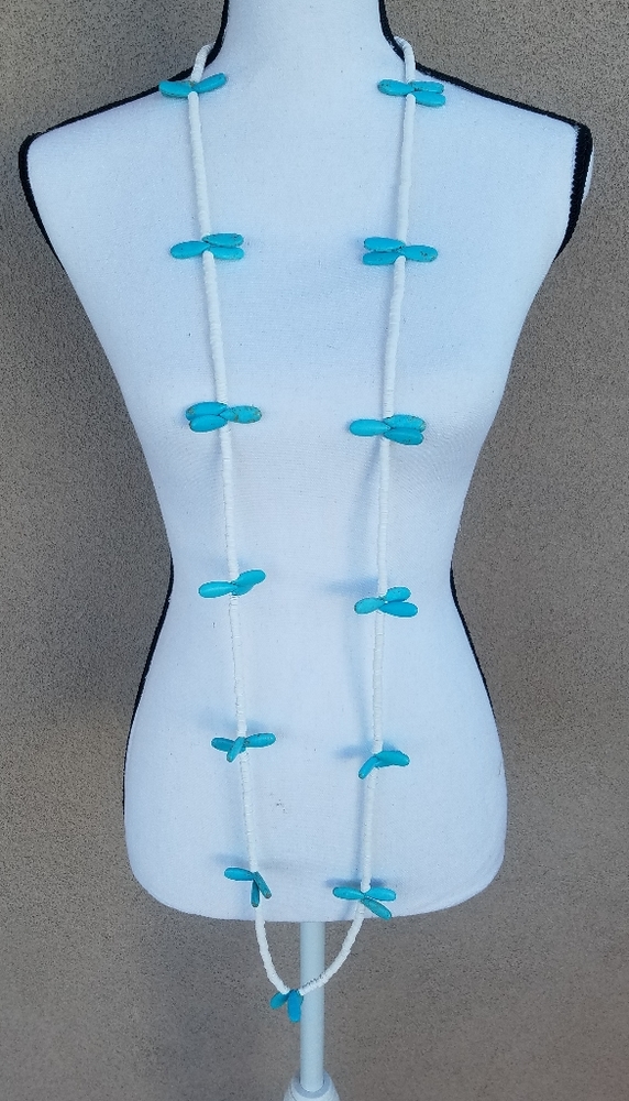 Long Turquoise and White Necklace